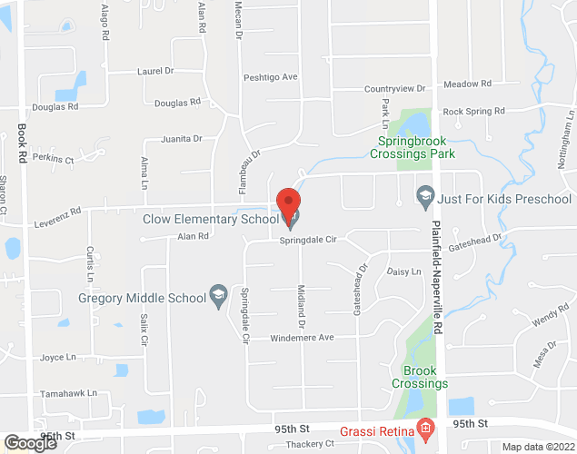 Map showing location at 3000 Village Green Dr., Aurora, IL