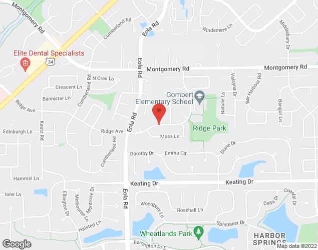Map showing location at Ridge Road, Aurora, IL
