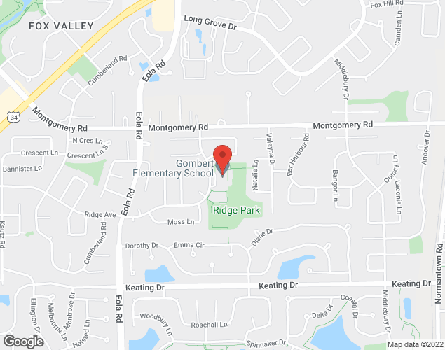 Map showing location at 2707 Ridge Road, Aurora, IL
