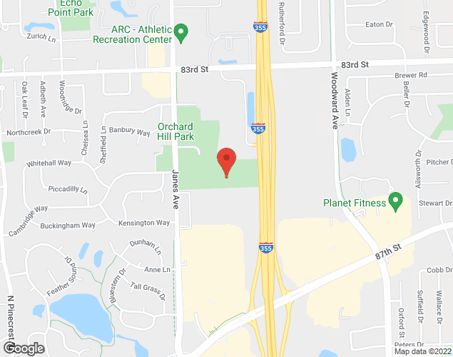 Map showing location at 8501 S. Janes Avenue, Woodridge, IL