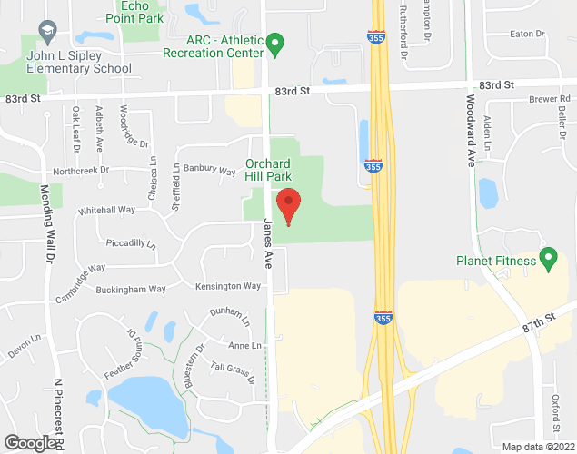 Map showing location at 8301 S Janes Ave, Woodridge, IL