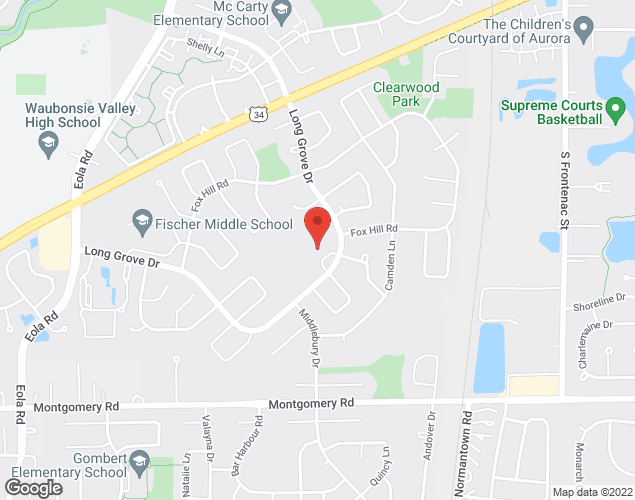 Map showing location at 995 Long Grove Dr., Aurora, IL