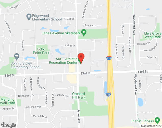 Map showing location at 8201 S. Janes Avenue, Woodridge, IL