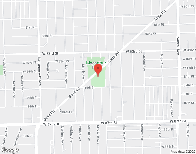 Map showing location at 6100 W. 85th St., Burbank, IL