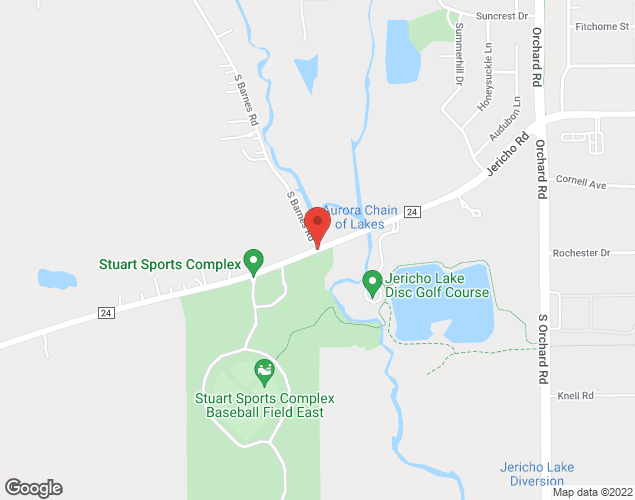 Map showing location at Jericho Road and Barnes Road, Aurora, IL