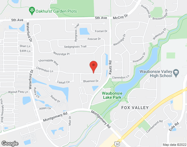Map showing location at Clarendon Lane, Aurora, IL