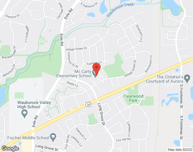 Map showing location at 3000 Village Green Drive, Aurora, IL