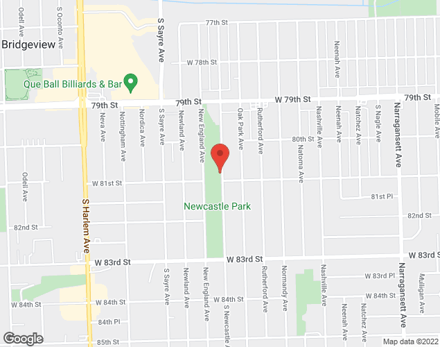 Map showing location at 8050 Newcastle, Burbank, IL