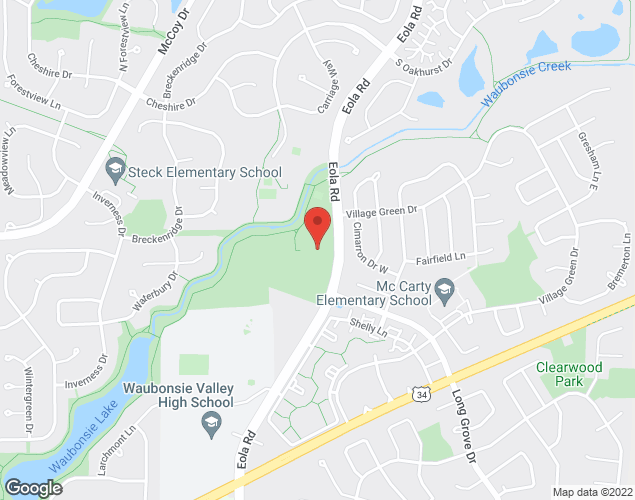 Map showing location at 555 S. Eola Rd., Aurora, IL