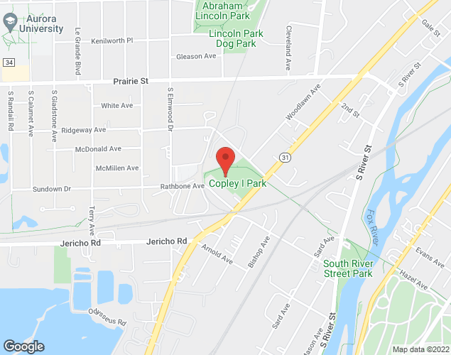 Map showing location at 737 South Lake Street, Aurora, IL