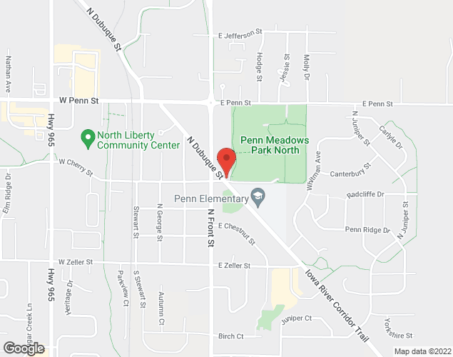 Map showing location at 170 N. Dubuque St., North Liberty, IA