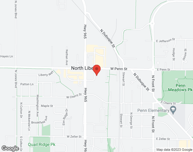 Map showing location at 515 Community Drive, North Liberty, IA