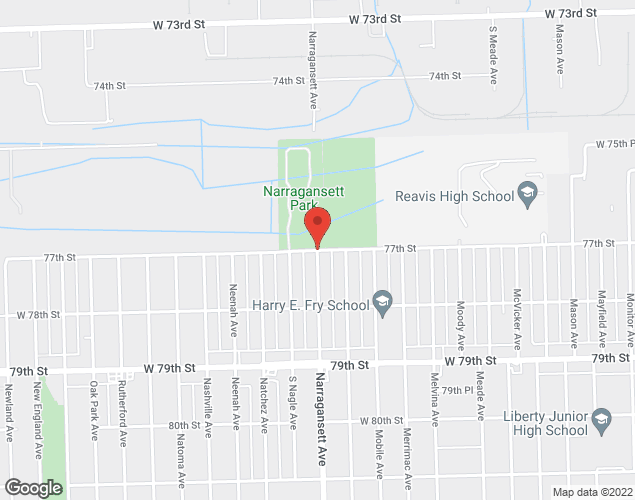 Map showing location at 77th & Narragansett, Burbank, IL
