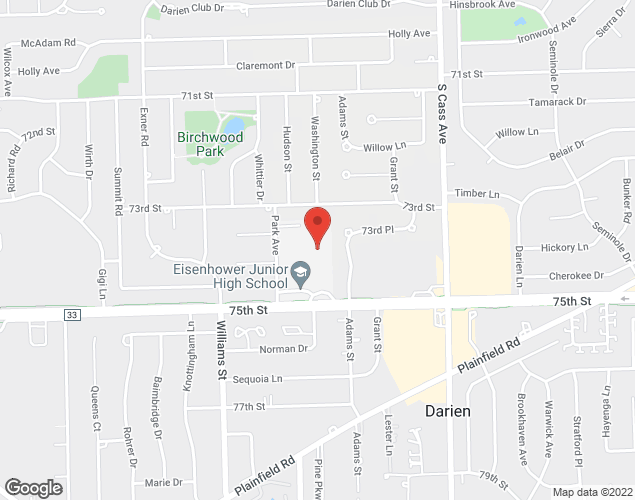 Map showing location at 1410 75th St, Darien, IL