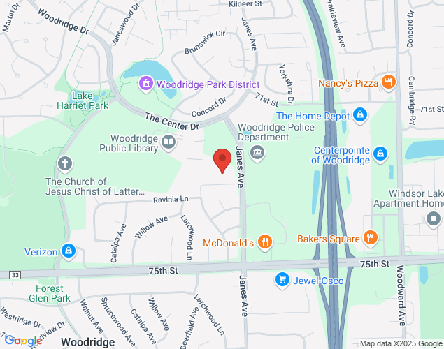 Map showing location at 7200 Janes Ave, Woodridge, IL
