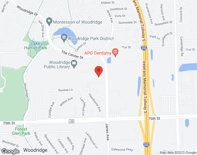Map showing location at 7200 Janes Ave, Woodridge, IL