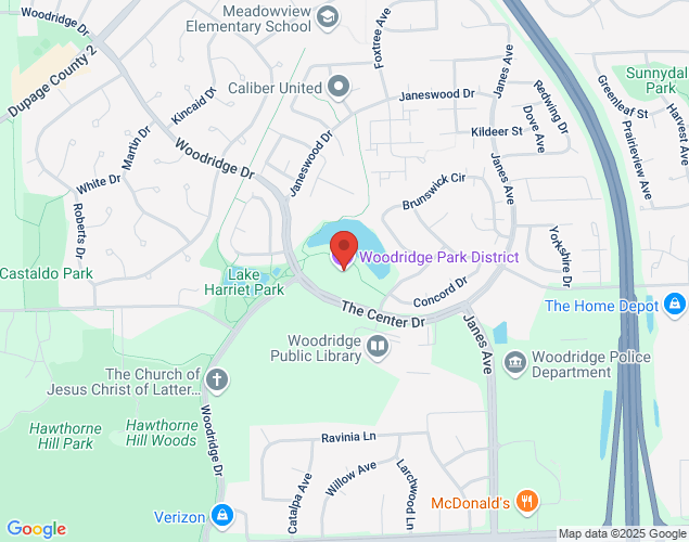Map showing location at 2600 Center Drive, Woodridge, IL