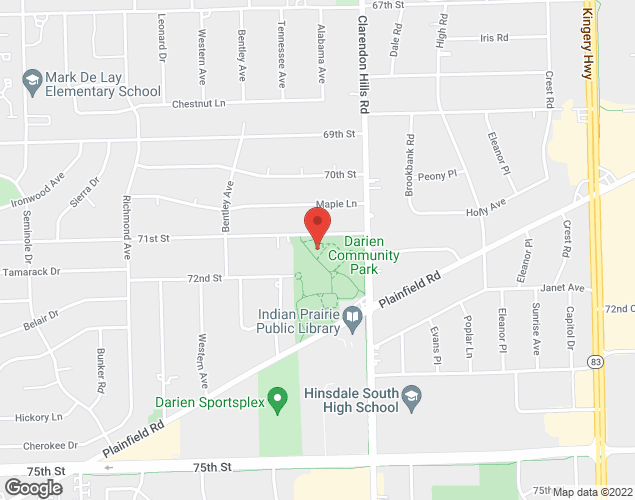 Map showing location at 7100 Clarendon Hills Rd, Darien, IL