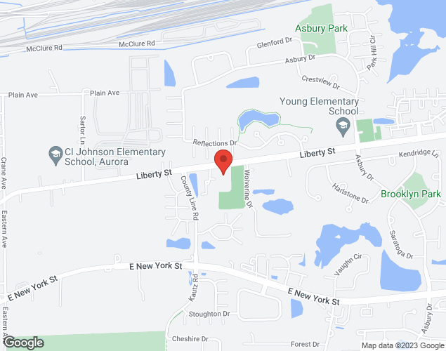 Map showing location at 2323 Liberty Street, Aurora, IL