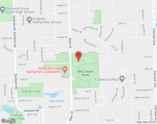Map showing location at 6801 Main Street, Downers Grove, IL