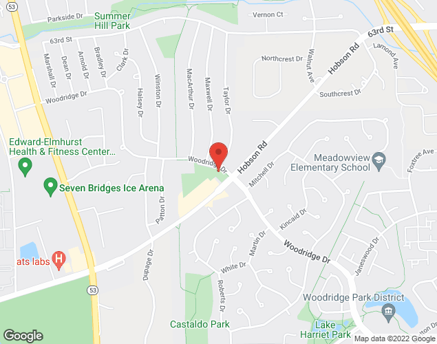 Map showing location at 2910 Hobson Road, Woodridge, IL