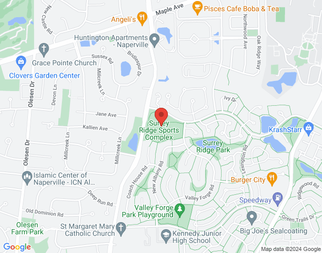 Map showing location at 2800 Abbeywood Drive, Lisle, IL