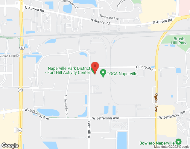 Map showing location at 20 Fort Hill Dr., Naperville, IL