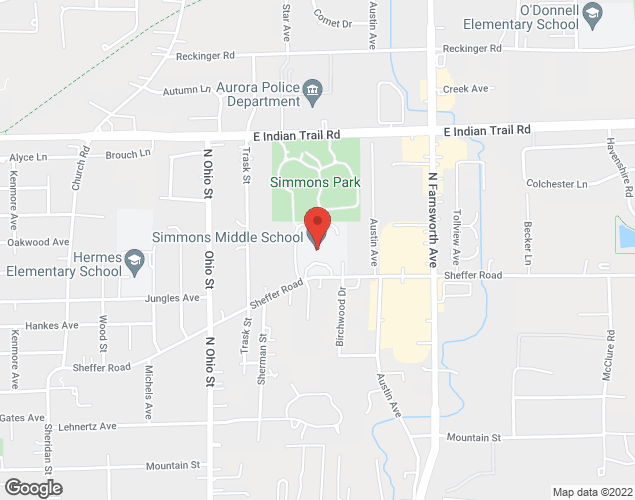 Map showing location at 1130 Sheffer Road, Aurora, IL