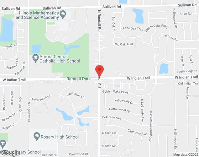Map showing location at Indian Trail and Randall Road, Aurora, IL