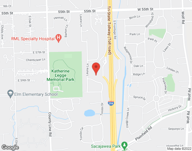 Map showing location at 711 Tomlin Drive, Burr Ridge, IL