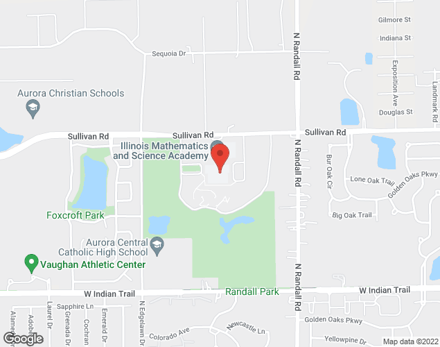 Map showing location at 1500 Sullivan Road, Aurora, IL