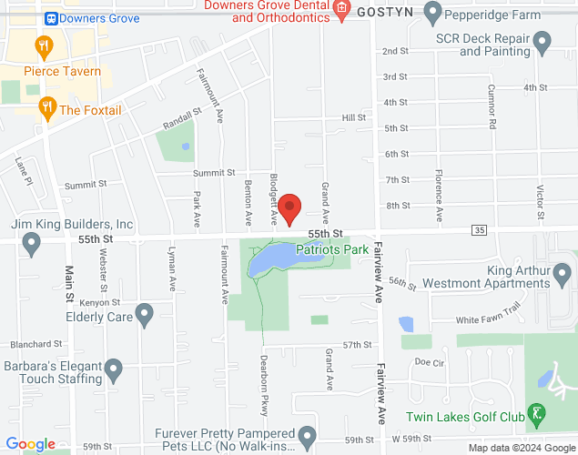Map showing location at 6801 Main Street, Downers Grove, IL