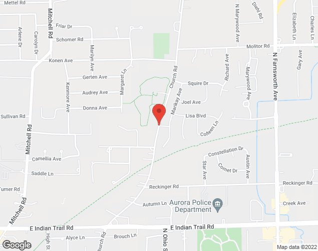 Map showing location at Church Road, Aurora, IL
