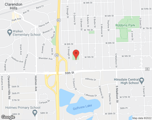 Map showing location at 900 S. Quincy, Hinsdale, IL