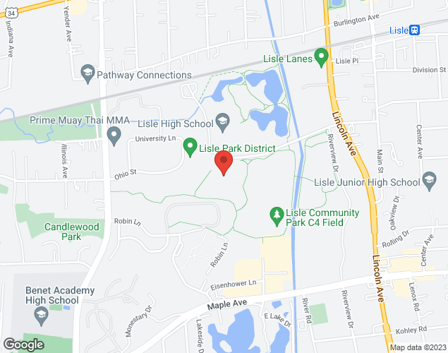 Map showing location at 1825 Short St,, Lisle, IL