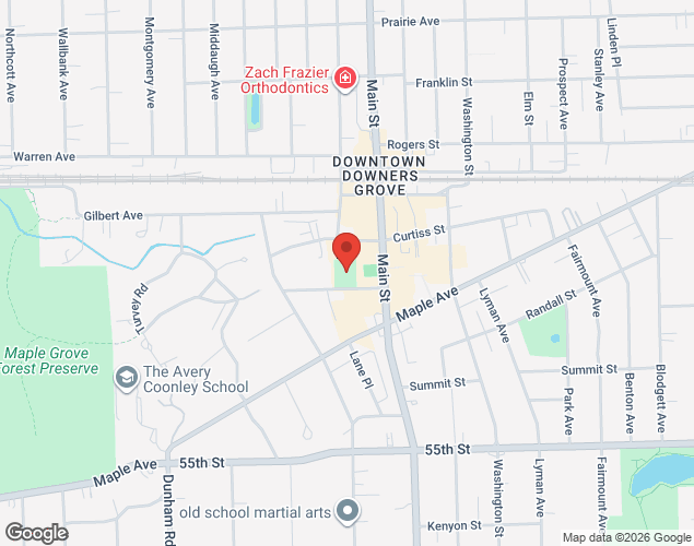 Map showing location at 1036 Grove St., Downers Grove, IL