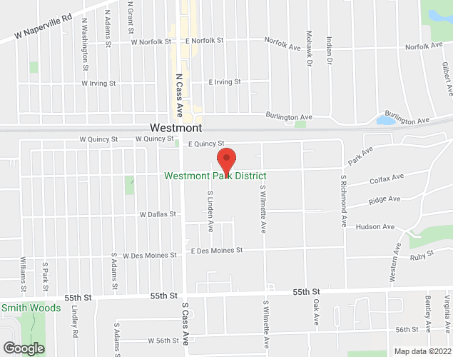 Map showing location at 75 E. Richmond, Westmont, IL