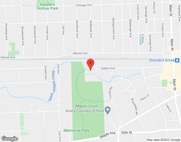 Map showing location at 1500 Gilbert Avenue, Downers Grove, IL