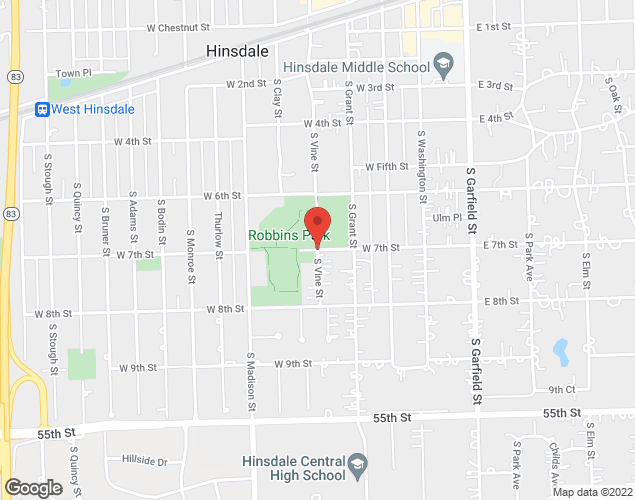 Map showing location at 7th St & Vine, Hinsdale, IL