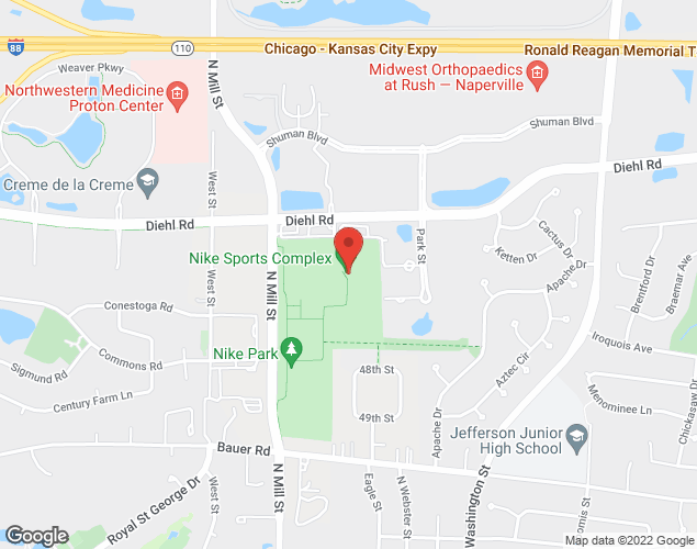 Map showing location at 288 W Diehl Rd., Naperville, IL