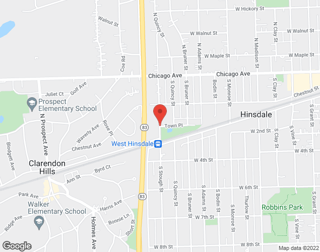 Map showing location at Stough St. & Town Pl., Hinsdale, IL