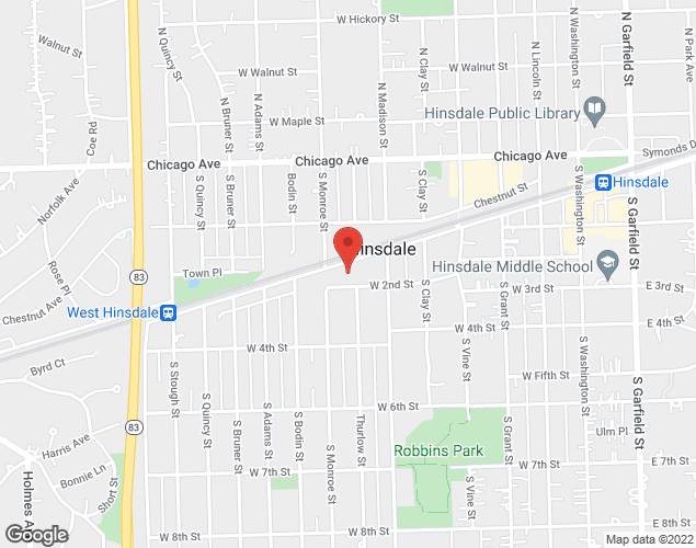 Map showing location at 500 W. Hinsdale Ave, Hinsdale, IL