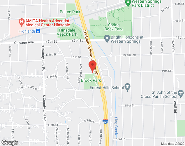 Map showing location at 3rd St & Columbia, Hinsdale, IL