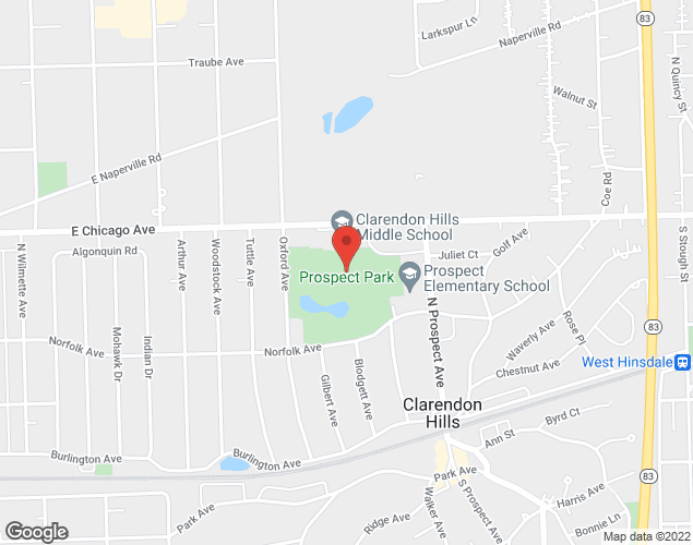 Map showing location at 315 Chicago Ave, Clarendon Hills, IL