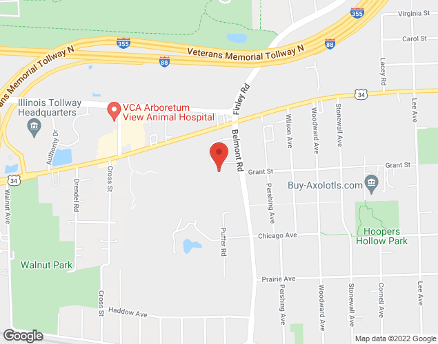 Map showing location at 4500 Belmont Road, Downers Grove, IL