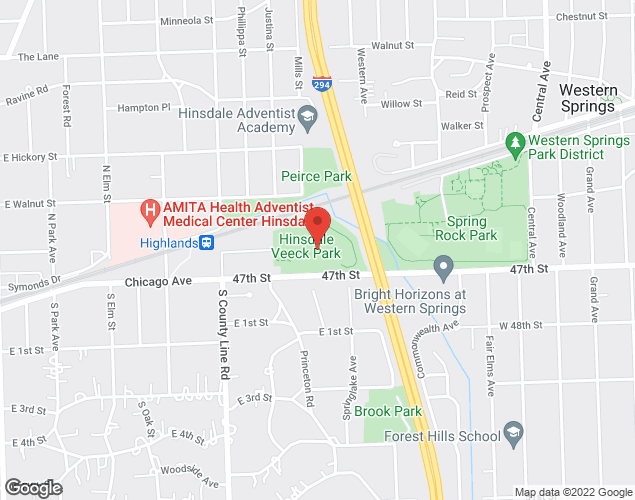 Map showing location at 701 E Chicago Ave, Hinsdale, IL