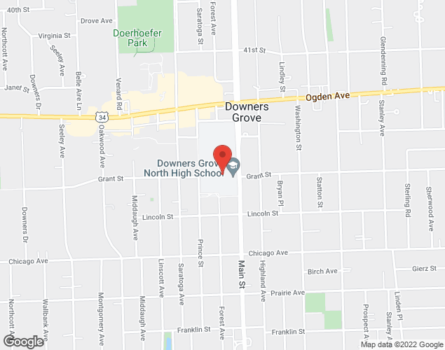 Map showing location at 4436 Main Street, Downers Grove, IL