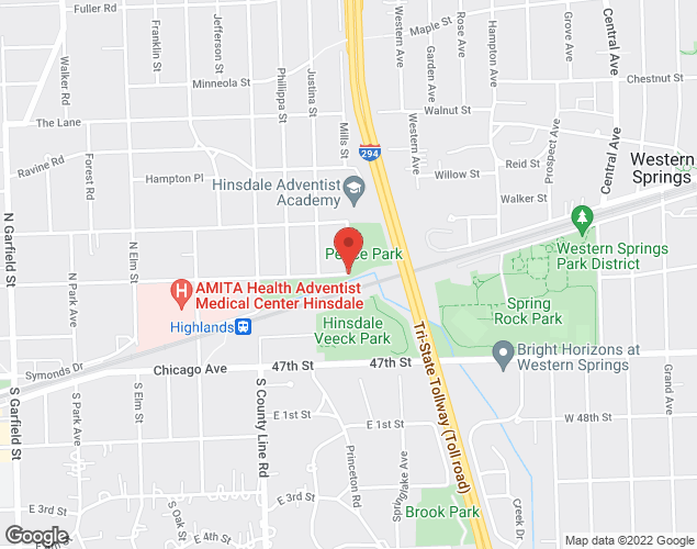 Map showing location at 700 E Walnut St, Hinsdale, IL