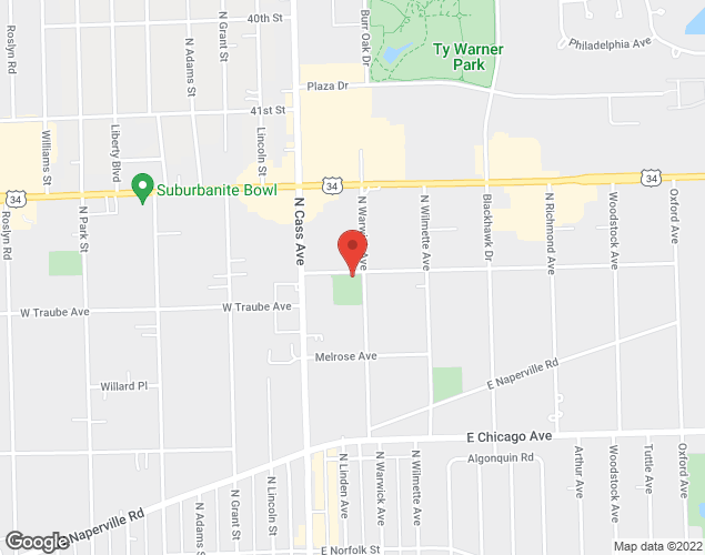 Map showing location at 490 N Warwick Ave, Westmont, IL