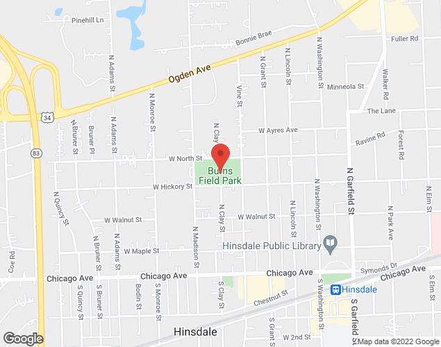 Map showing location at 320 N Vine St, Hinsdale, IL